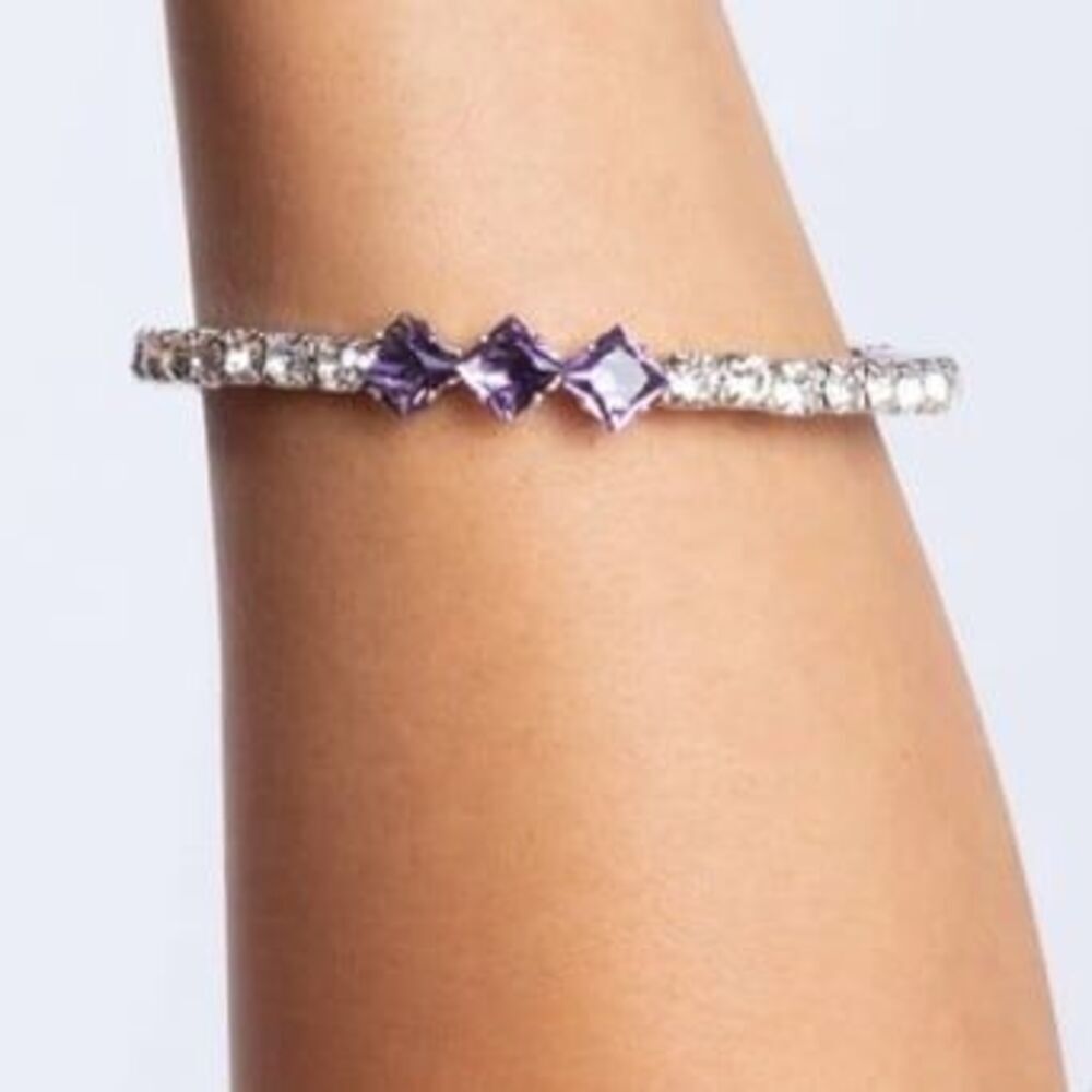 Paparazzi Pointed Production Rhinestone Cuff Coil Bracelet Purple Elegant New